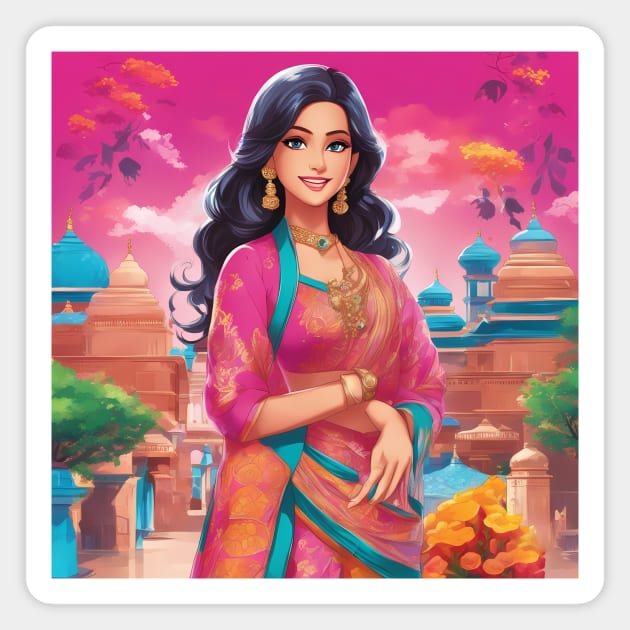 anime with an Indian style Magnet by animegirlnft